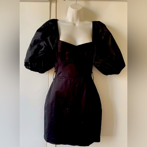 ZARA BLACK MINI COMBINED VOLUMINOUS DRESS PUFFY SLEEVES  SIZE XXL - Picture 1 of 14